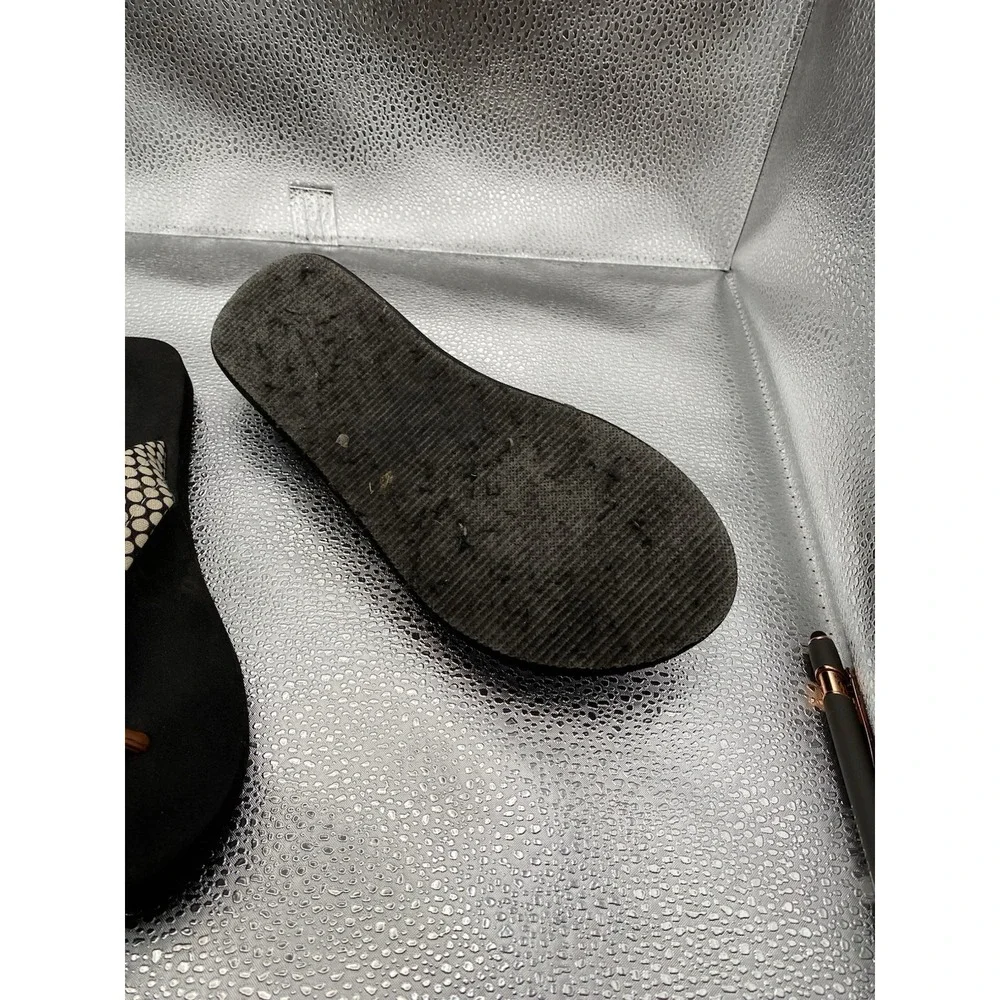 Tommy Hilfiger Polka Dot Logo Slip-On Strappy Black Beige Women's Flip Flop San…